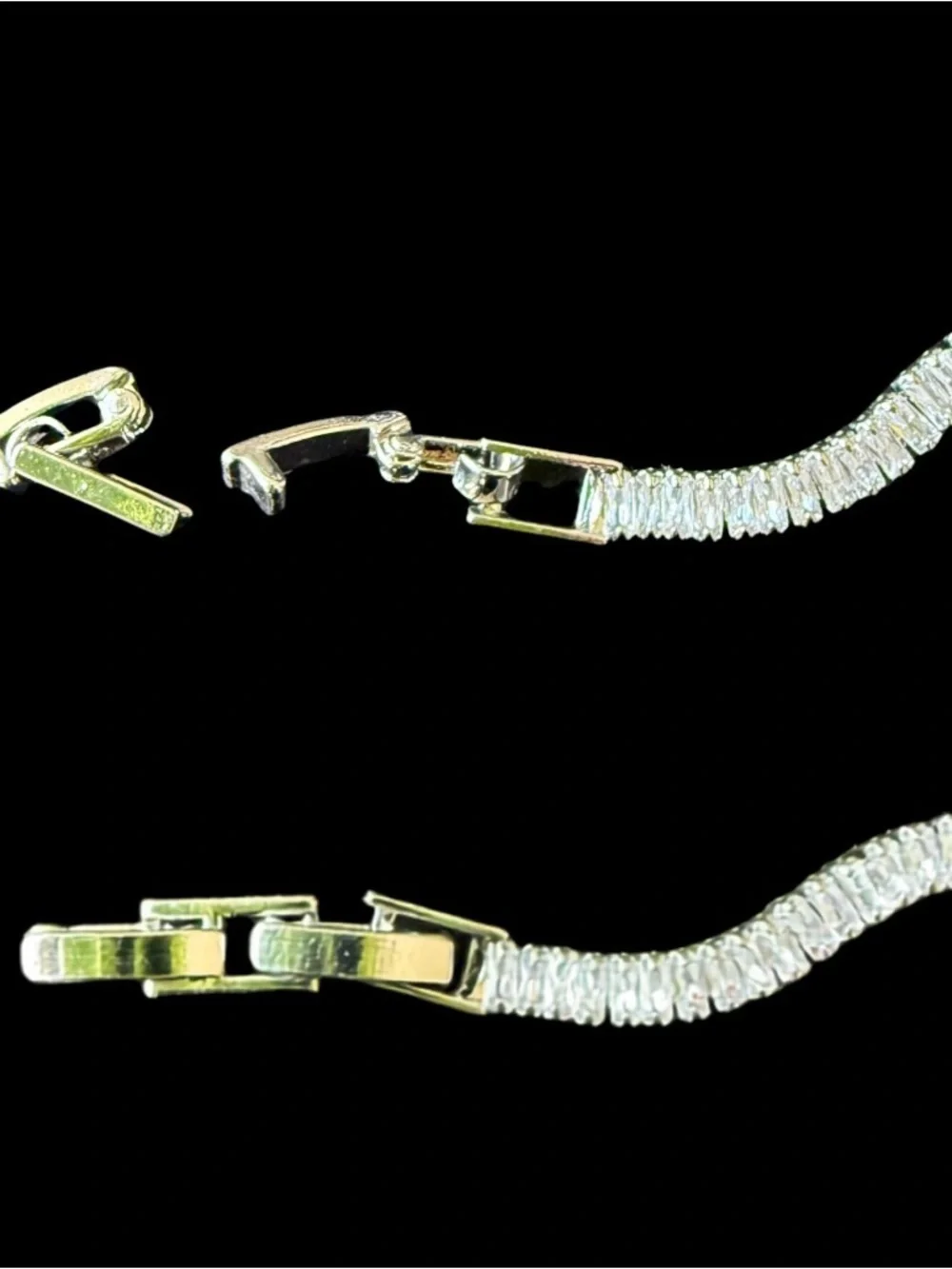 Silver Wave Tennis Bracelet 7.5” AAA CZ Stainless Steel Adjustable Clasp